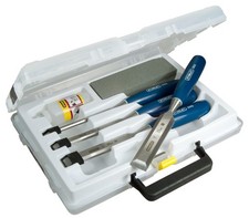 Stanley Tools 5002 Bevel Edge Chisel & Oilstone 6 Piece Set