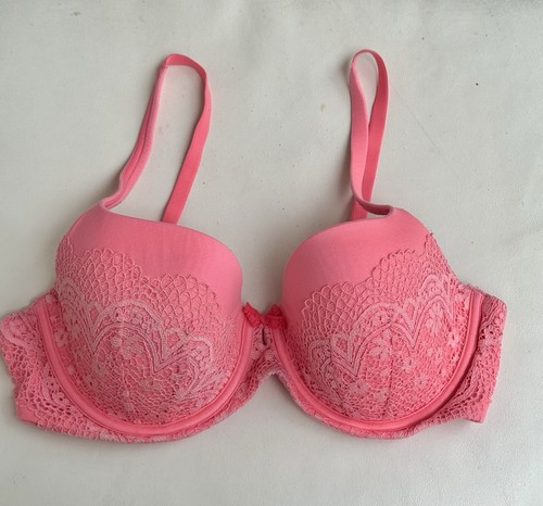 Victoria’s Secret Body Lined Demi Bra Sz 36D Pink/Salmon Color Lace