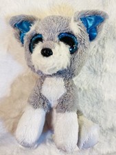 Ty Beanie Babies Boo WHISKERS Schnauzer Puppy Dog 7  Plush Blue Sparkle Eyes