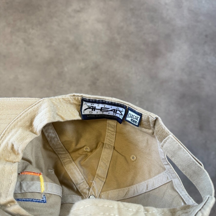 First Trust Baseball Hat Mens Embroidered Adjustable Strapback Cap Beige image 7