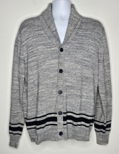Express Sweater Men XL Gray Button Front Cardigan Pockets Stretch Knit Shirt