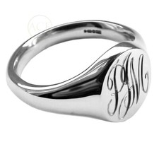 Neu Sterling Silber Monogramme Oxford Oval Signet Ringe UK Hm Innen Court