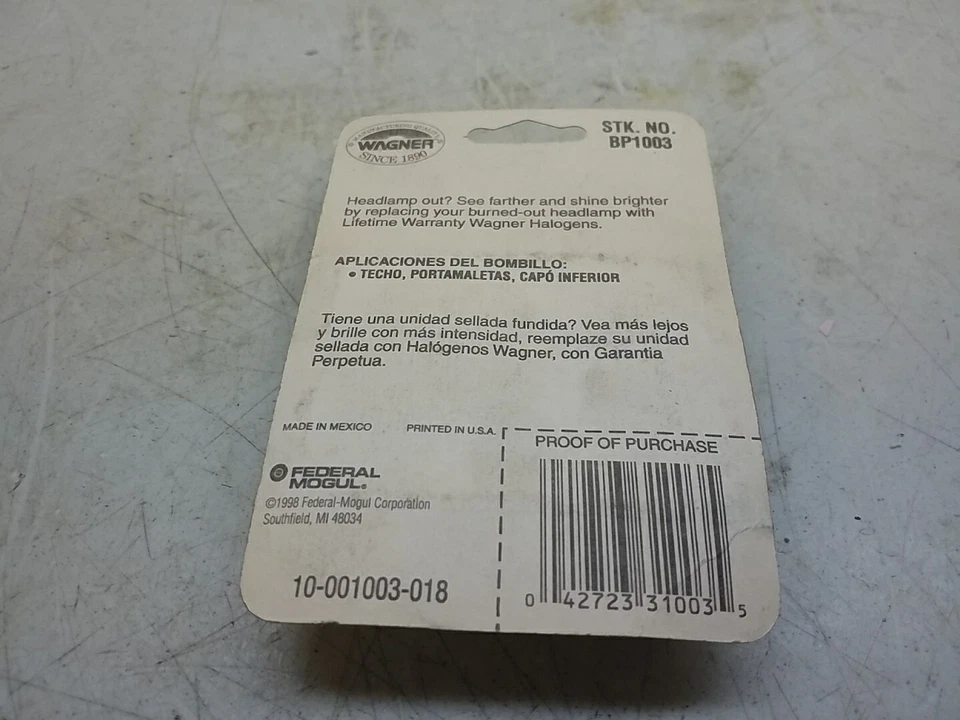 Lámparas automotrices miniatura BP1003 Wagner 12 voltios transparentes 1003 Foto 4 de 4