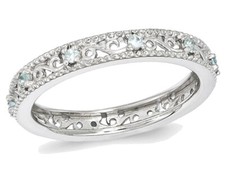 1/8 Carat ctw Aquamarine Band Ring in Sterling Silver