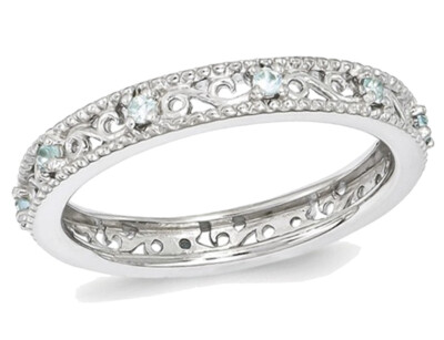 1/8 Karat (ctw) Aquamarin Bandring in Sterlingsilber