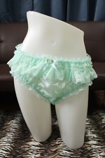  A20 3XL/ElasticW.26-46" Vintage Style Green Nylon Brief Hi-Cut Panties Knickers