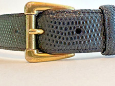 COLE HAAN MEN'S BLACK JAVA LIZARD SKIN BELT SZ 40/100 BRASS BUCKLE ITALY NICE