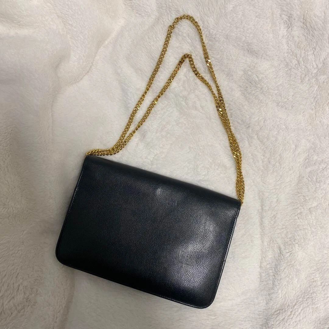 Sac bandoulière DIOR Christian chaîne cuir noir