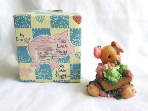 NEW Vintage Enesco This Little Piggy-Irish-Sow Lucky Girl Holding Clovers Trough - Picture 1 of 8