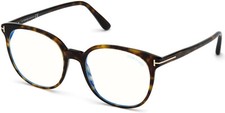 Authentic TOM FORD TF5680-F-B 053 Asian Fit Striped Havana Eyeglasses 16-10 