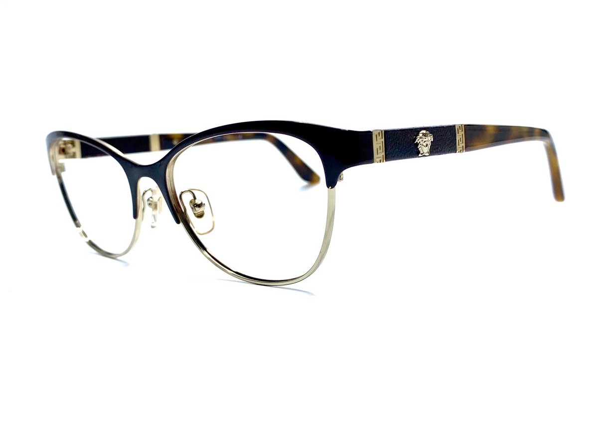 Versace Gold & Brown Tortoise Cat Eye Glasses Medusa Italy MOD