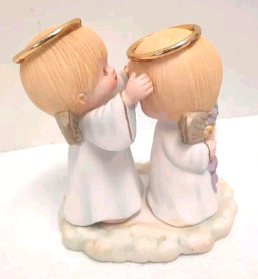 Halo Angels double Figurine 'Just a little halo' Helping a Friend  4'' Tall  VTG