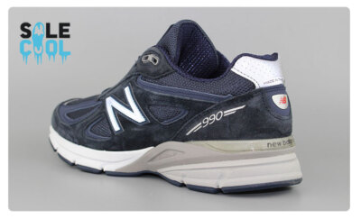 New Balance 990 v4 width:D Shoes Mens Blue Gray Suede Sneakers