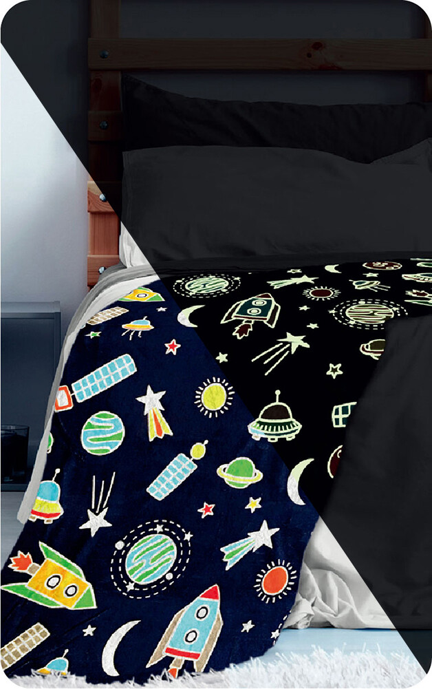 Acogedora alfombra a juego para niños risas y burbujas que brillan en la oscuridad