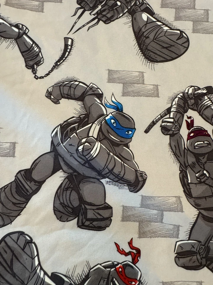 Teenage Mutant Ninja Turtles Hoja Plana Completa Gris Nickelodeon Microfibra Usada en Excelente Condición Foto 4 de 4