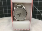 Mens Imitation Silver Walking Liberty Half Dollar Watch With Metal Band