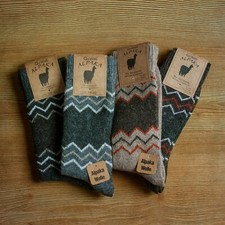 Alpaca Wool Socks 4 Pairs Natural Thermal Winter Socks Mens Women's Grey Brown