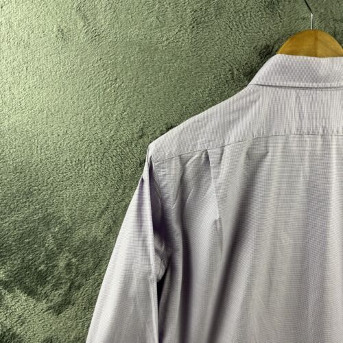 Polo Ralph Lauren Men Shirt 15 Purple White Micro Gingham Check Button Up Cotton - Picture 11 of 14