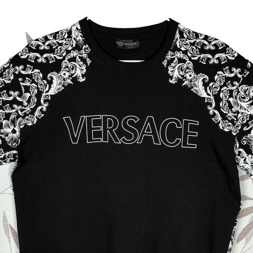 VERSACE La Greca Crystal Embellished Logo Men's T-Shirt Black New