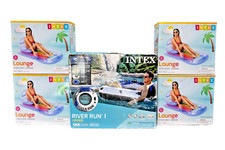 Intex River Run 1 Float And 4 King Kool Inflatable Pool Lounge Lot Set