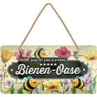 Retro Blechschild BIENEN-OASE Schild, Blechschilder Garten SprüChen 16X32Cm