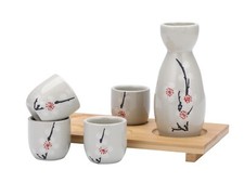 Set Sake Giapponese, Set Tazza Saki con Caraffa e Vassoio, 6 Pezzi Bevande Giapponesi
