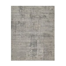 8'2"x10'1" Gray Modern Design Tone on Tone Natural Wool Hand Knotted Rug R91282