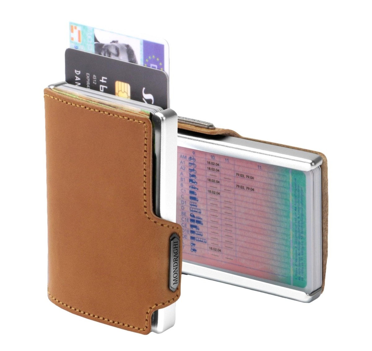 MONDRAGHI Elegance Caramel Mini Wallet in Pelle Protezione RFID