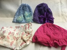 Infant Hats- four- Blue, Purple, Umbrellas and Pink
