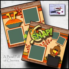 OH SNAPS THANKSGIVING wishbone premade scrapbook pages paper printed CHERRY 0105