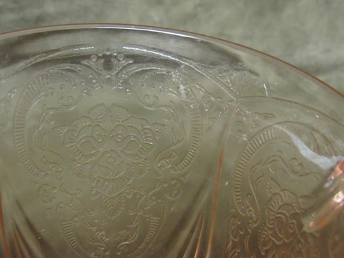 1930s Hazel Atlas Glass Royal Lace Depression Pattern Open Sugar Bowl Pink Color - Picture 2 of 2