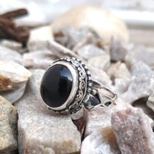 Natural Black Onyx 925 Solid Sterling Silver Ring Handmade Top Quality Stone