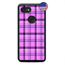 For Google Pixel 3 XL 2XL Purple Lavender Plaid Phone Case Fashion Design Cover