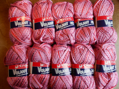 1 Kg Mondial Volant 3 D Farbe rosa mit rot u. lila  basteln stricken Schalwolle