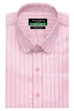 James Bond Style Snap Tab Loop Collar Men's Chalk Stripes Formal Business Shirt