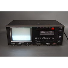 Vintage 1987 Magnavox BG3914 Portable TV AM FM Clock Radio Black B W Television