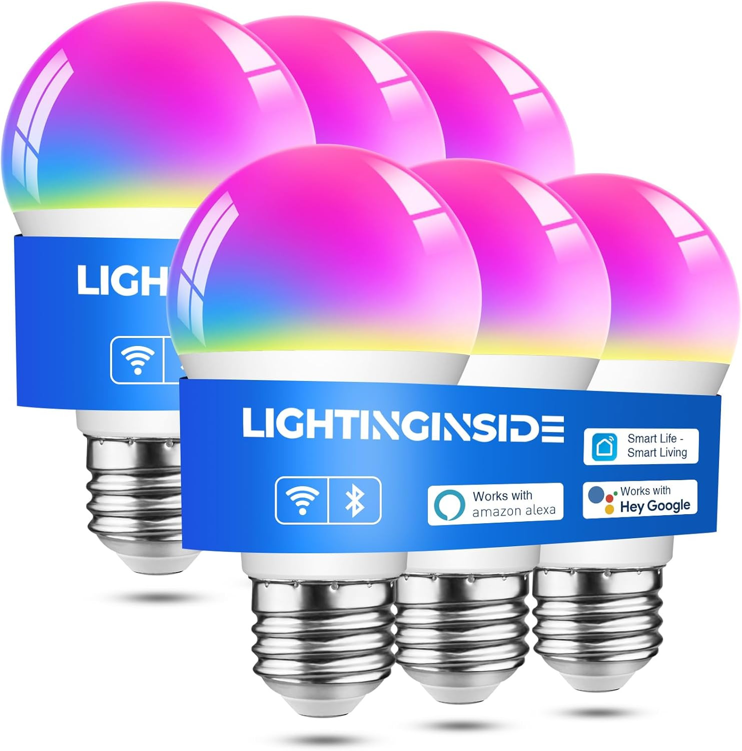 6 Pack, Smart Bulb Works With Alexa/google Home