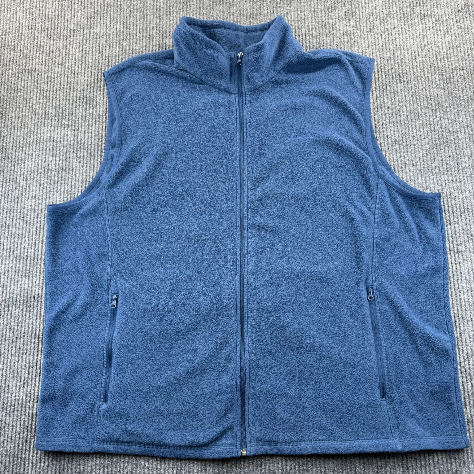 Cabelas Mens Fleece Vest Blue 2XL Full Zip Pockets Outdoor Casual