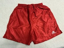 Adidas 90s Vintage Silky Satin Soccer Shorts Red Nylon Mens Small