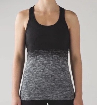 LULULEMON Swiftly Top Tech Racerback Black Gray Ombre Women s Sz 6 Gym Running