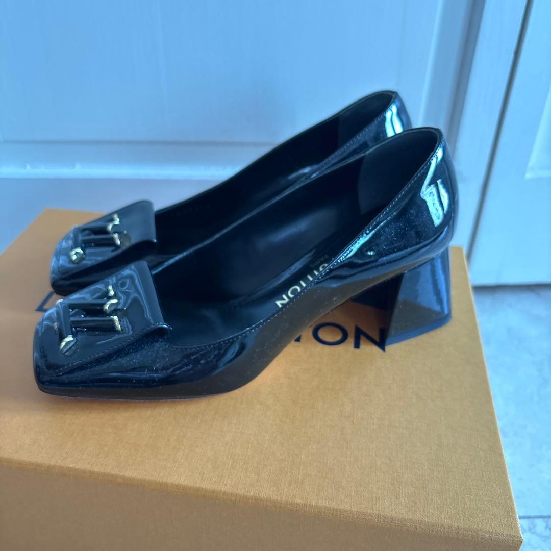 LOUIS VUITTON Pumps Heel Leather Black EU34/US4 120394c thumbnail 13