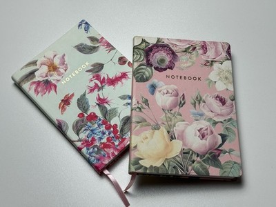Eccolo, Notizbuch, Notebook, 2 Stück, Blumenmuster, Hardcover, Liniert, Neu 