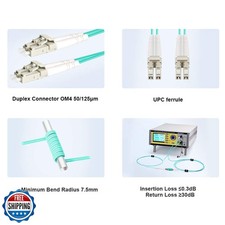 FLYPROFiber- OM4 LC to LC Fiber Patch Cable Length Option: 0.2m-100m, 40GB/...
