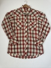 Vintage Miller Western Wear Pearl Snap Shirt Mens 16-34 Red Plaid Made in USA 70