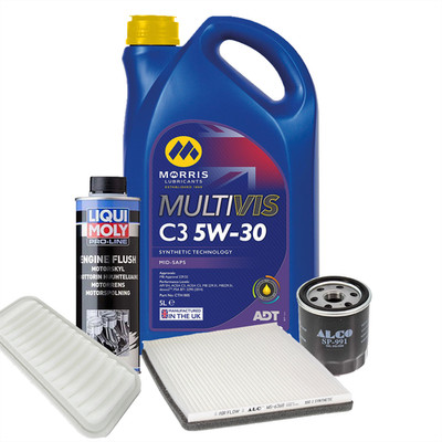 5w30 Fully Synthetic Engine Oil 5L + Air, Cabin & Oil Filters + Engine Flush