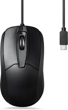 PERIMICE-209C USB Type C Wired Optical Mouse - 5.9 Ft Cable - 1000 DPI - Black,