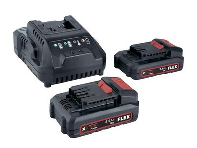 Flex Power Tools Akku-Set 18V 2,5Ah Li-Ion FLXPSET2X25 2x Batterie & Ladegerät