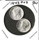 1943 P&D  MERCURY DIMES***BU***
