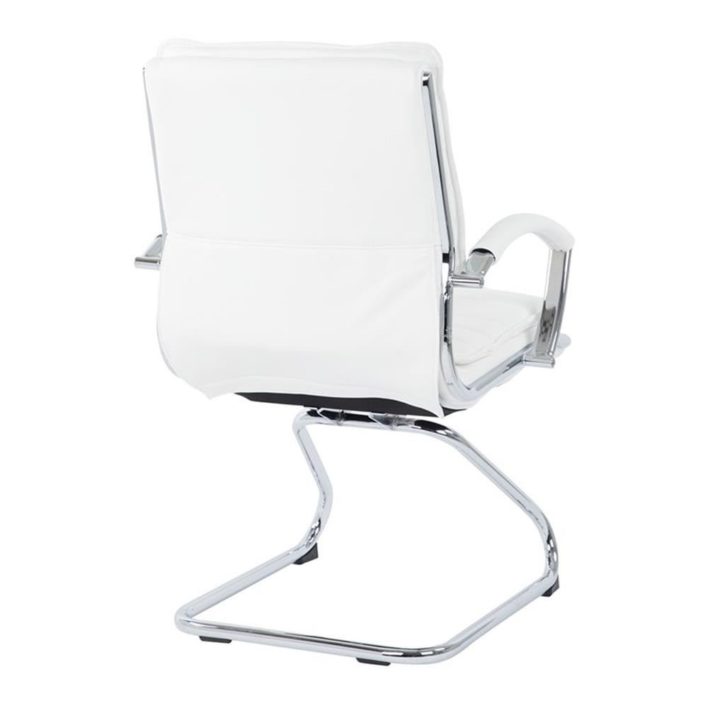 Office Star Guest Faux Leather Chair in White with Chrome Base