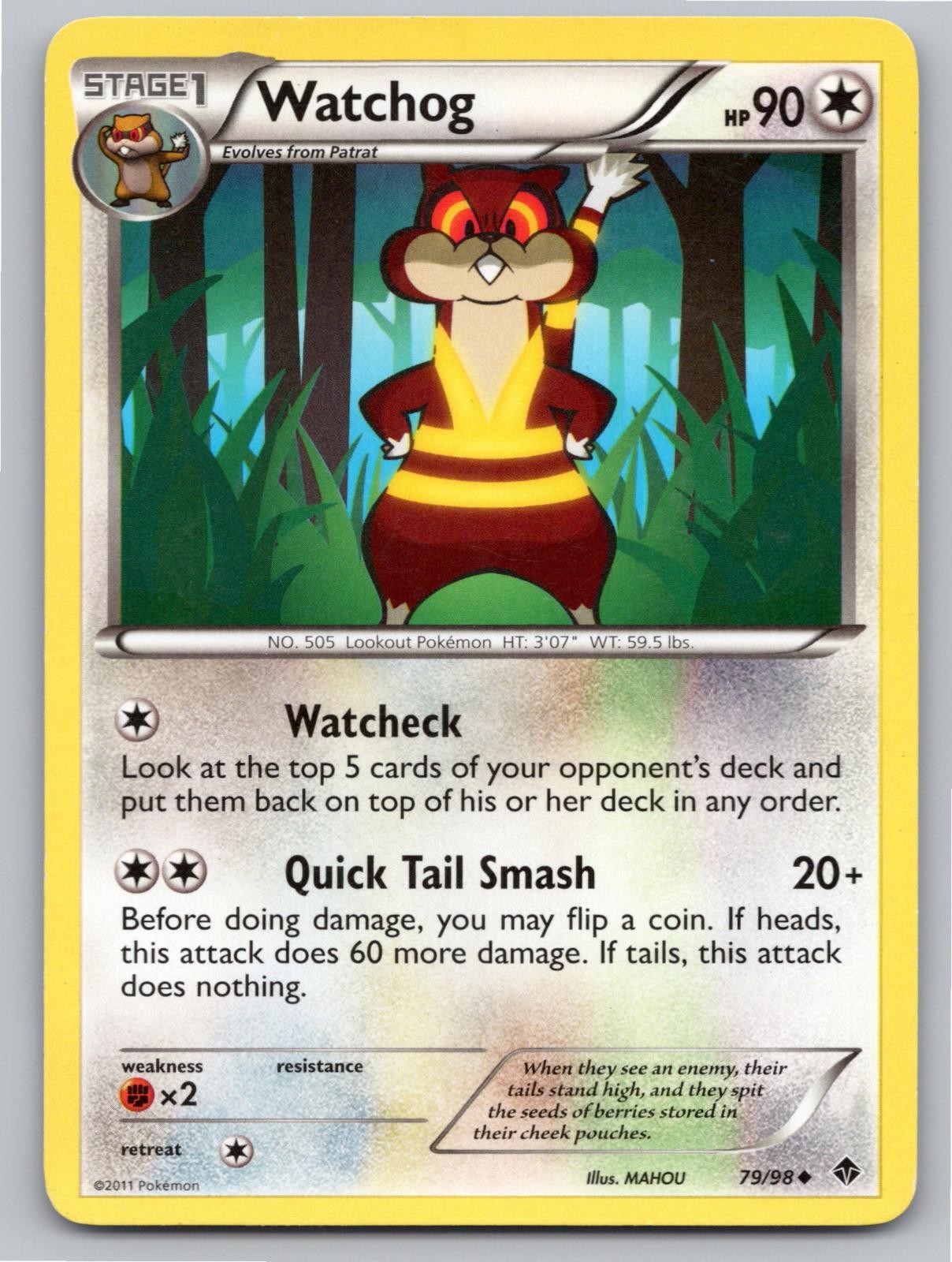 2011 POKEMON WATCHOG EMERGING POWERS 79/98 UC LP A88283 FREE S&H